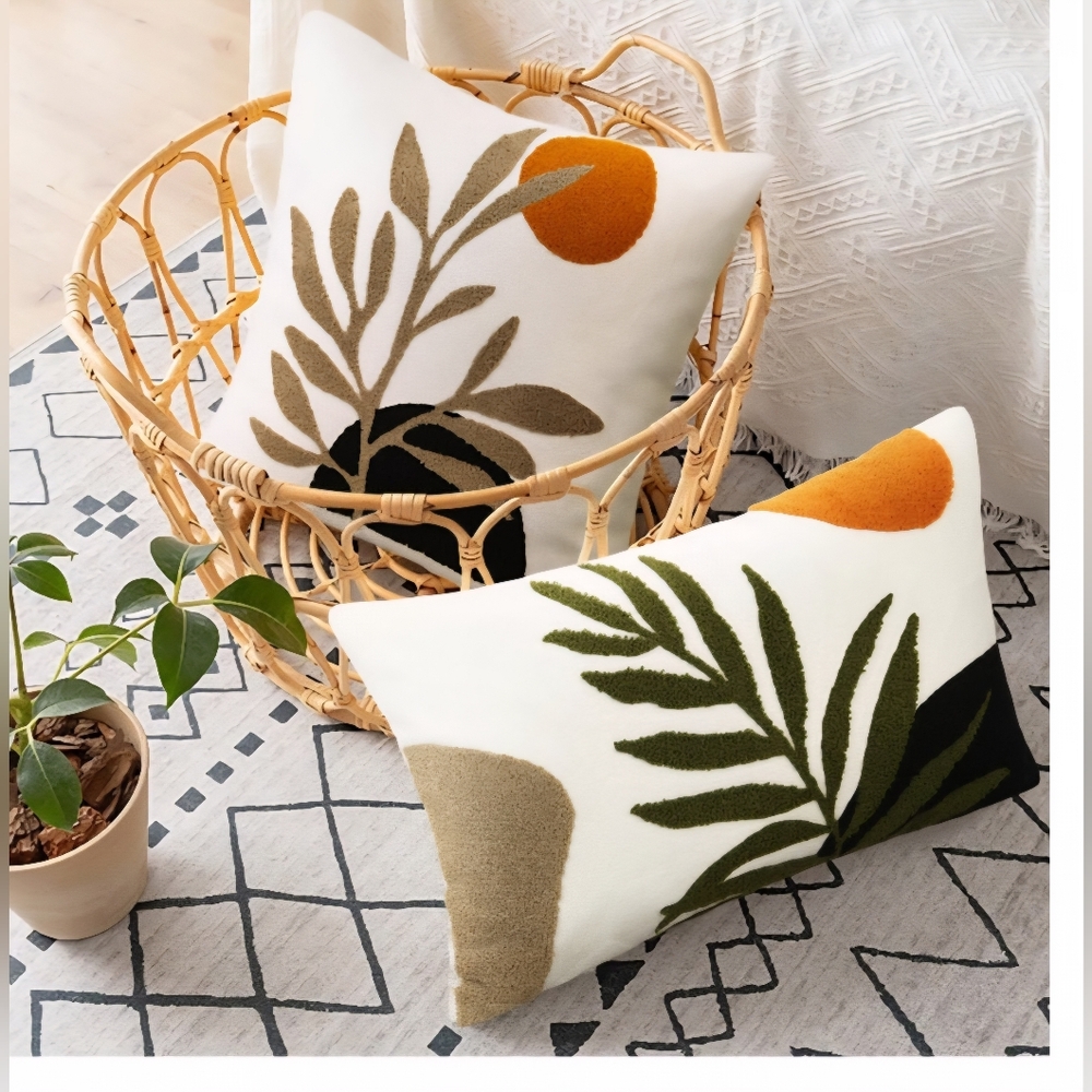 Colorful Leaf Design Throw Pillow - Picture 3 of 11